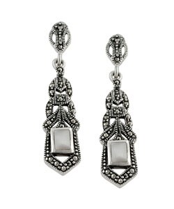 Sterling Silver Mother of Pearl Geometric Dangle Earrings