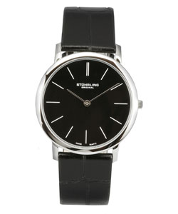 Stuhrling Original 'Ascot' Men's Black Thin Elegant Watch