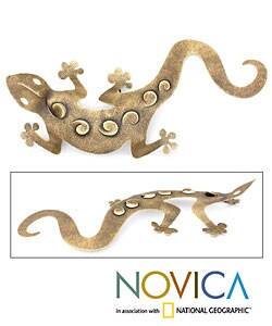 'Golden Gecko' Iron Wall Adornment (Mexico)