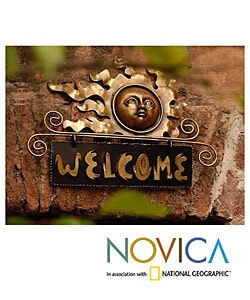 'Peaceful Welcome' Iron Welcome Sign (Mexico) from Overstock.com from overstock.com