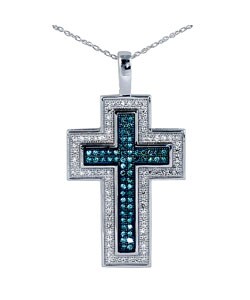 10k White Gold Blue and White Diamond Pendant