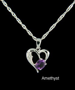 Gemstone Heart Pendant with Silver Necklace (China)