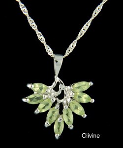 Gemstone Leaf Silver Necklace (China)