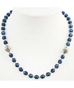 Navy Blue Crystal & Silver Necklace