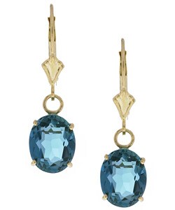 14k Yellow Gold London Blue Topaz Earrings