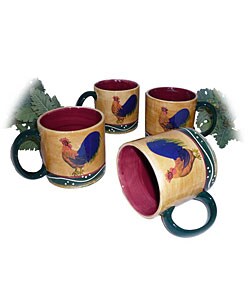 Classic Rooster Collection 4-piece 12-ounce Mug Set