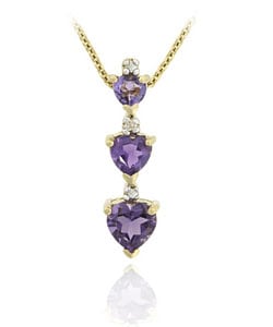 Gold Plated Diamond Amethyst Heart Pendant