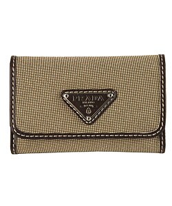 Prada Jacquard Keycase with Leather Trim