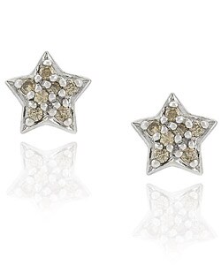 Sterling Silver 1/8ct TDW Diamond Star Earrings