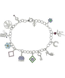 18k Gold 1/3ct TDW Diamond Gemstone Charm Bracelet