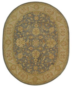 Antiquities Blue/ Beige Jewel Wool Oval Rug (7'6 x 9'6)