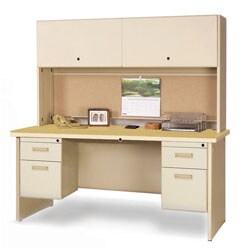 Marvel 60-inch Double Pedestal Steel Desk with Flipper Doors