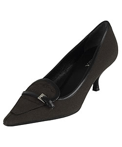 Prada Logo Canvas Buckle Pumps