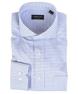 Domani Blue Label Boxed Small Plaid Dress Shirt