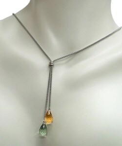 Sterling Silver Amethyst Citrine Lariat Necklace
