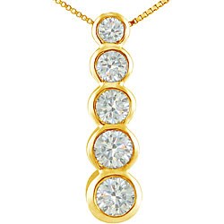 14k Yellow Gold 1/4ct TDW Diamond Journey Necklace (H-I,I1-I2)
