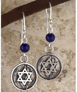 Sterling Silver Star of David Lapis Earrings (Israel)