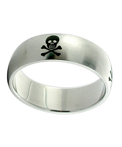 Stainless Steel Etched Skull Ring (Case of 2)