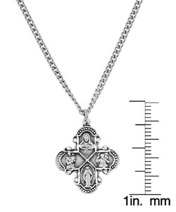 Sterling Silver 4-way Medal Pendant Necklace