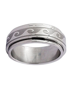 Stainless Steel Wave Design Spinner Ring (Case of 2)