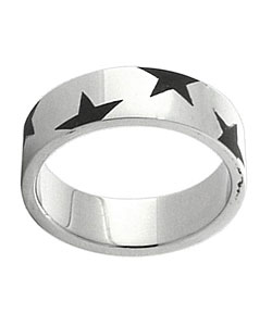 Stainless Steel Etched Stars Ring (Case of 2)
