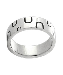 Stainless Steel Ring with Etched 'U' Shapes (Case of 2)