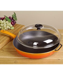 French Enamelled Cast Iron Fry Pan w/ Lid - Flame