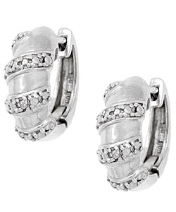 Sterling Silver Diamond Accent Huggie Hoop Earrings