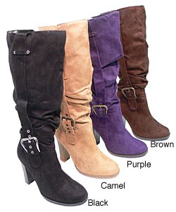Bamboo by Journee Microsuede Chunky Heel Boots