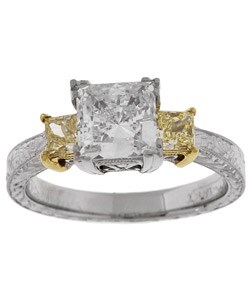 Tacori Platinum CZ & Yellow Diamond Bridal Ring