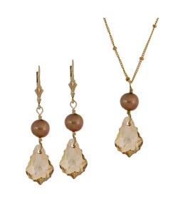 Charming Life Champagne Crystal Necklace and Earring Set