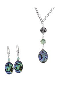 Charming Life Sterling Silver Paua Shell Necklace and Earring Set