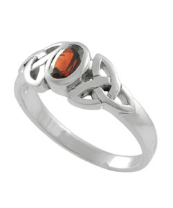 Sterling Silver Filigree Red Cubic Zirconia Ring