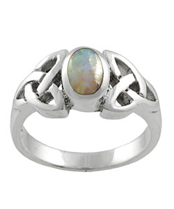 Sterling Silver Celtic Knot Opal Fashion Ring