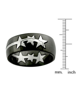 Black Steel Gridded Star Pop-out Ring