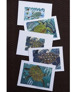 Set of 5 Batik Turtles Blank Greeting Cards (Brazil)