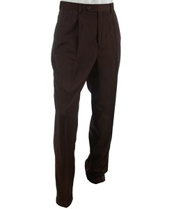 Rendezvous Brown Wool Pleated Pants with Cuffs