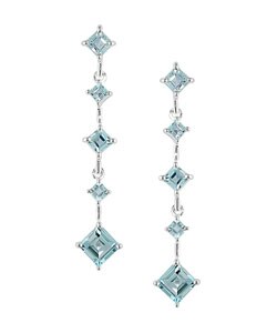 Sterling Silver Square Blue Topaz Earrings