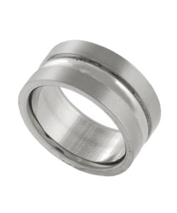 Titanium Brushed Finish Rounded Groove Flat Ring