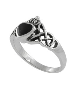 Sterling Silver Black Onyx Claddagh Celtic Ring