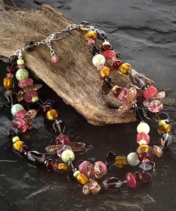 Carnelian Jade and Quartz Beaded Necklace(USA)