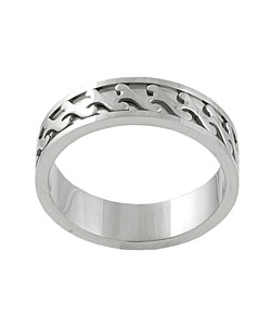 Stainless Steel Grooved Wave Style Flat Band