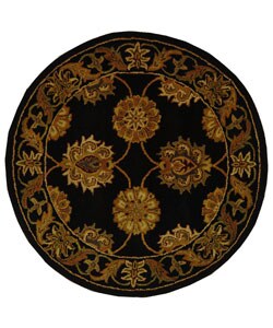 Hand-tufted Heritage Mahal Black Rug (3'6 Round)