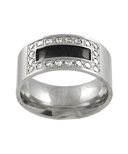 Stainless Steel Rectangle Flat Band with CZ Accent