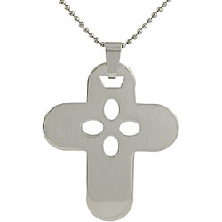 Stainless Steel Polished Chunky Cross Necklace