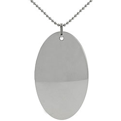 Stainless Steel Polished Oval Tag Necklace