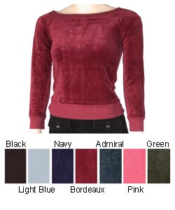 Juicy Couture Long-sleeve Boat Neck Velour Top