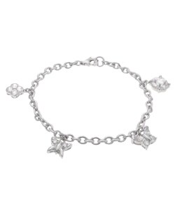 Sterling Silver CZ Butterfly Charm Bracelet