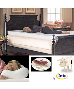 Serta 4-inch Memory Foam Mattress Topper with Contour Pillows