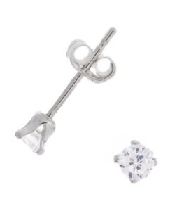 Sterling Silver Round Cubic Zirconia Stud Earrings